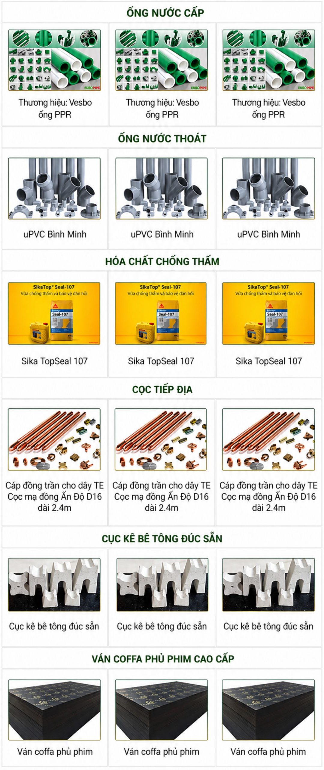 Bảng báo giá xây nhà trọn gói