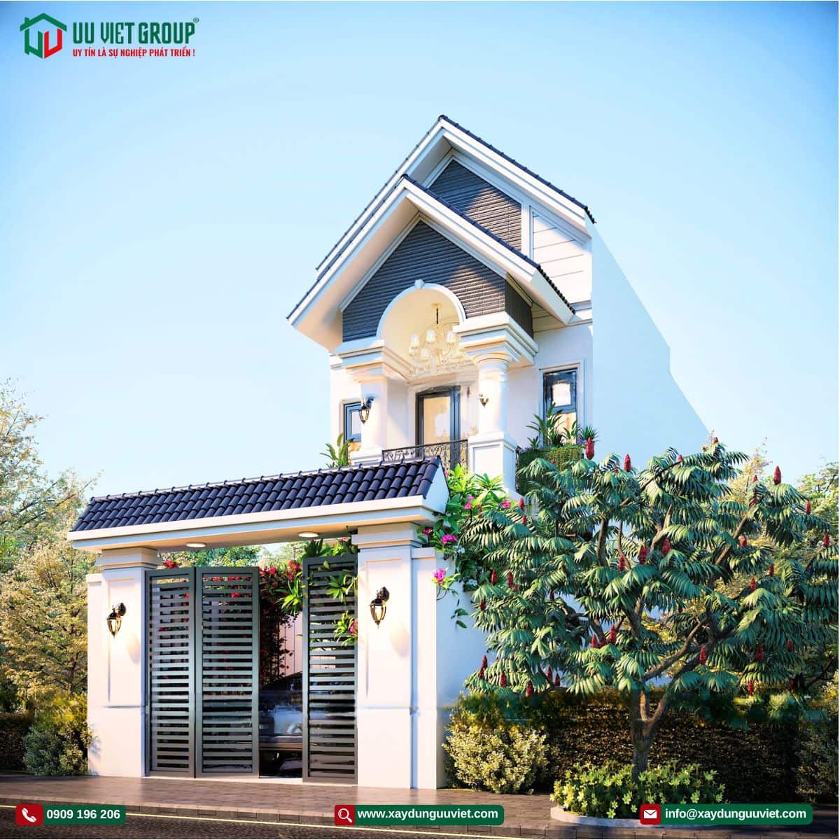 Mẫu nhà phố mái ngói