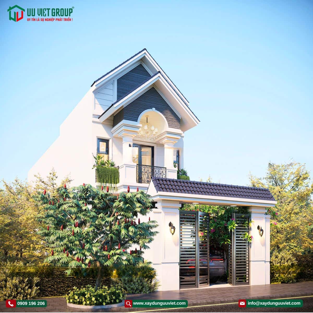 Mẫu nhà phố mái ngói