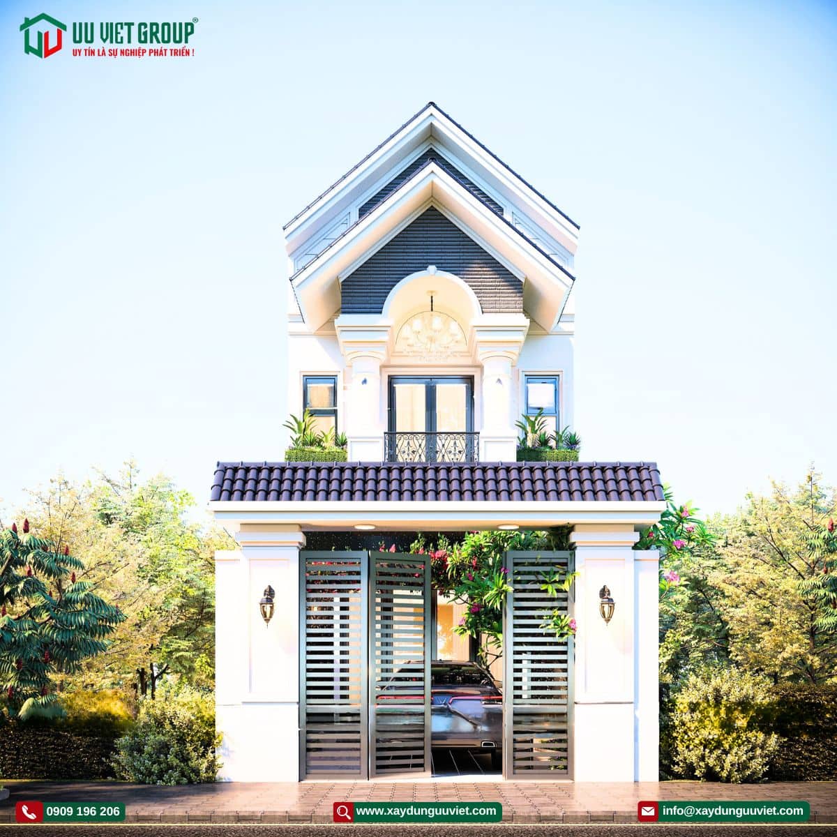 Mẫu nhà phố mái ngói