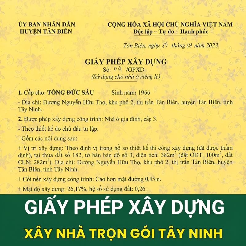 giấy phép xây dựng tỉnh Tây Ninh