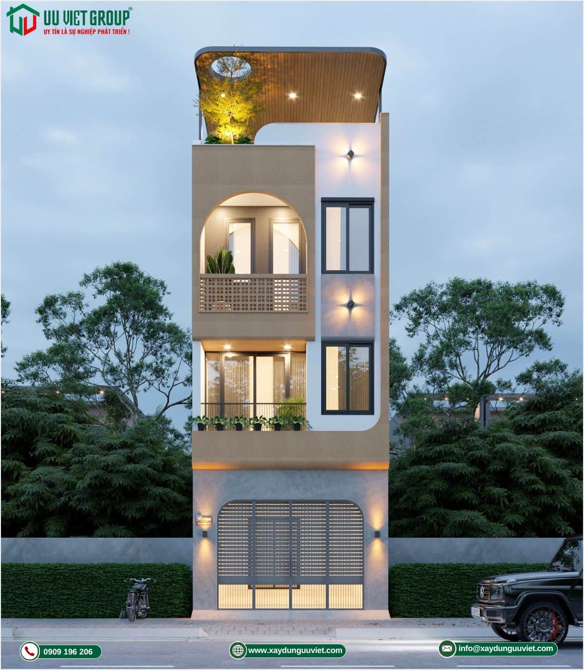 Mẫu nhà phố 1 trệt 2 lầu