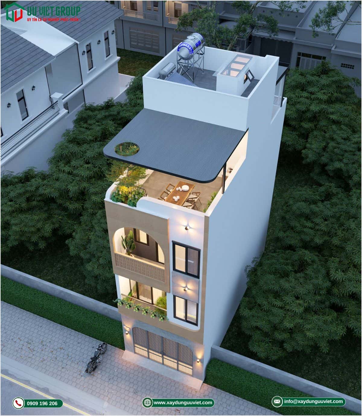 Mẫu nhà phố 1 trệt 2 lầu