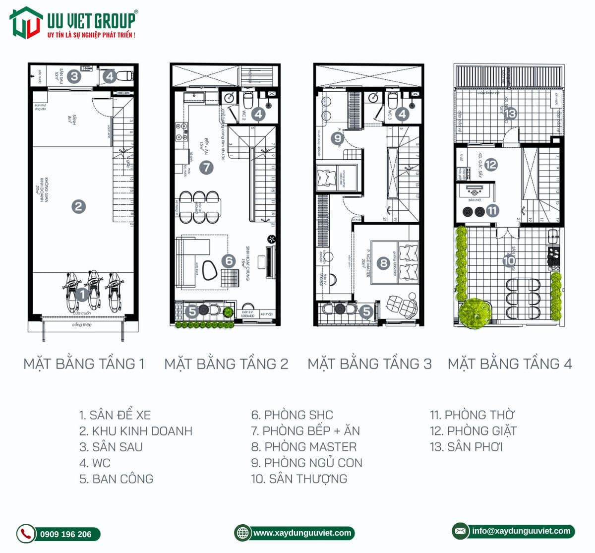 Mẫu nhà phố 1 trệt 2 lầu