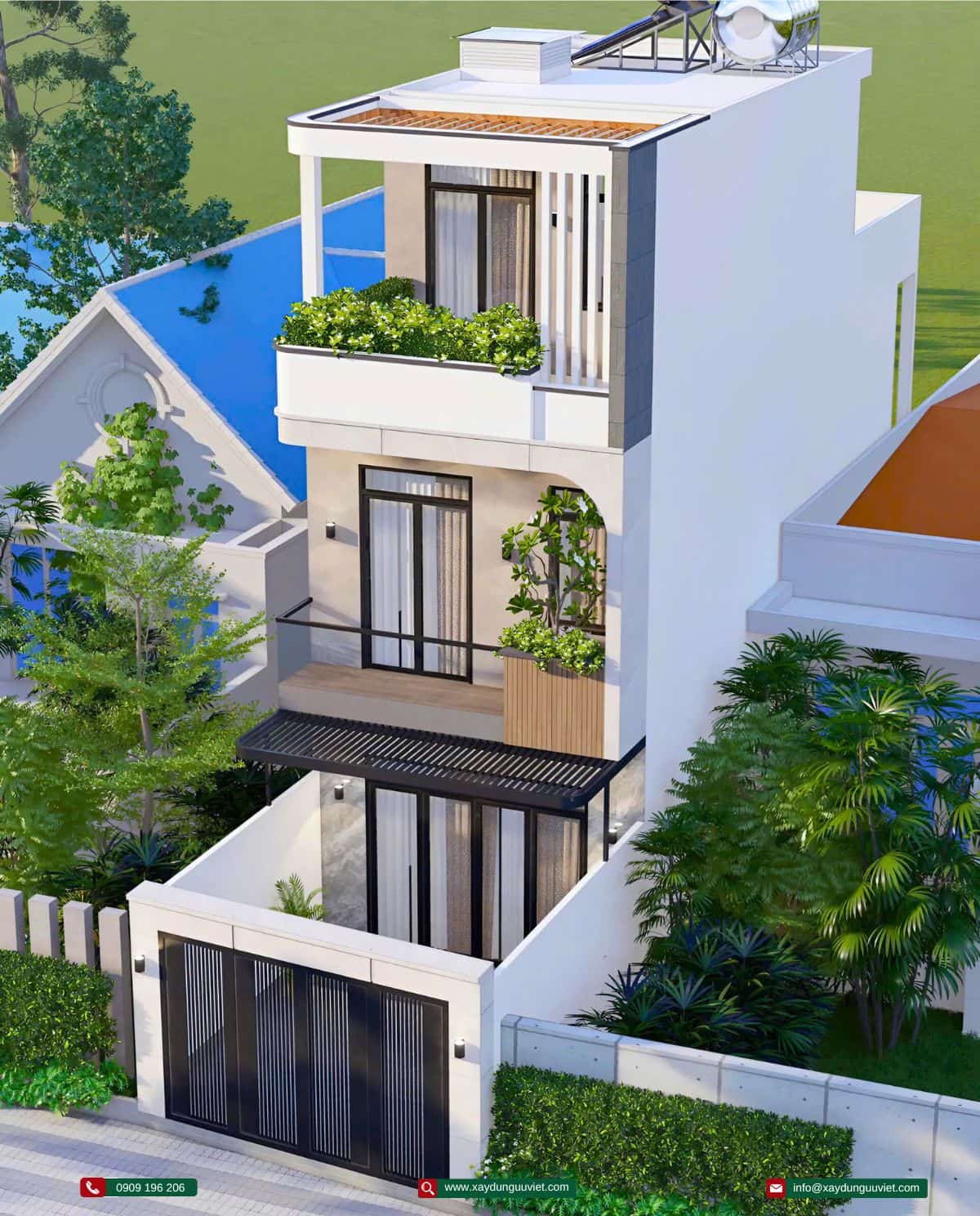 Mẫu nhà phố 1 trệt 2 lầu