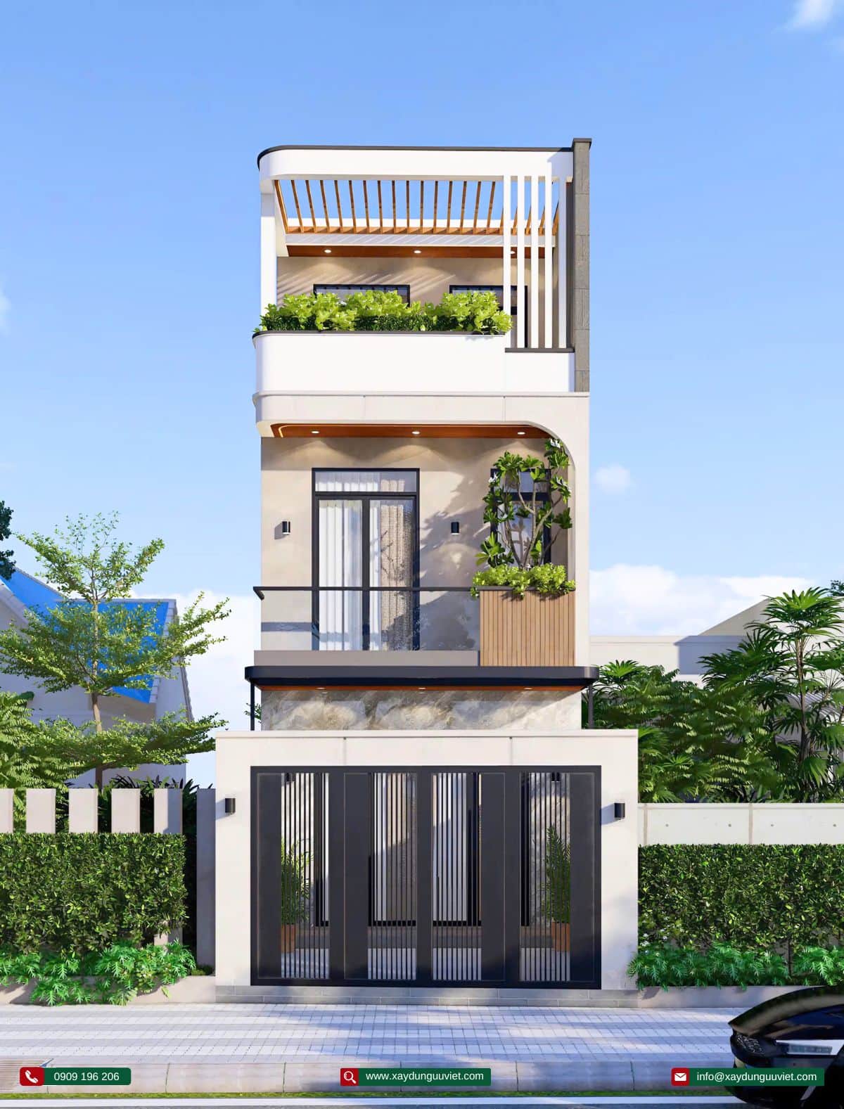 Mẫu nhà phố 1 trệt 2 lầu