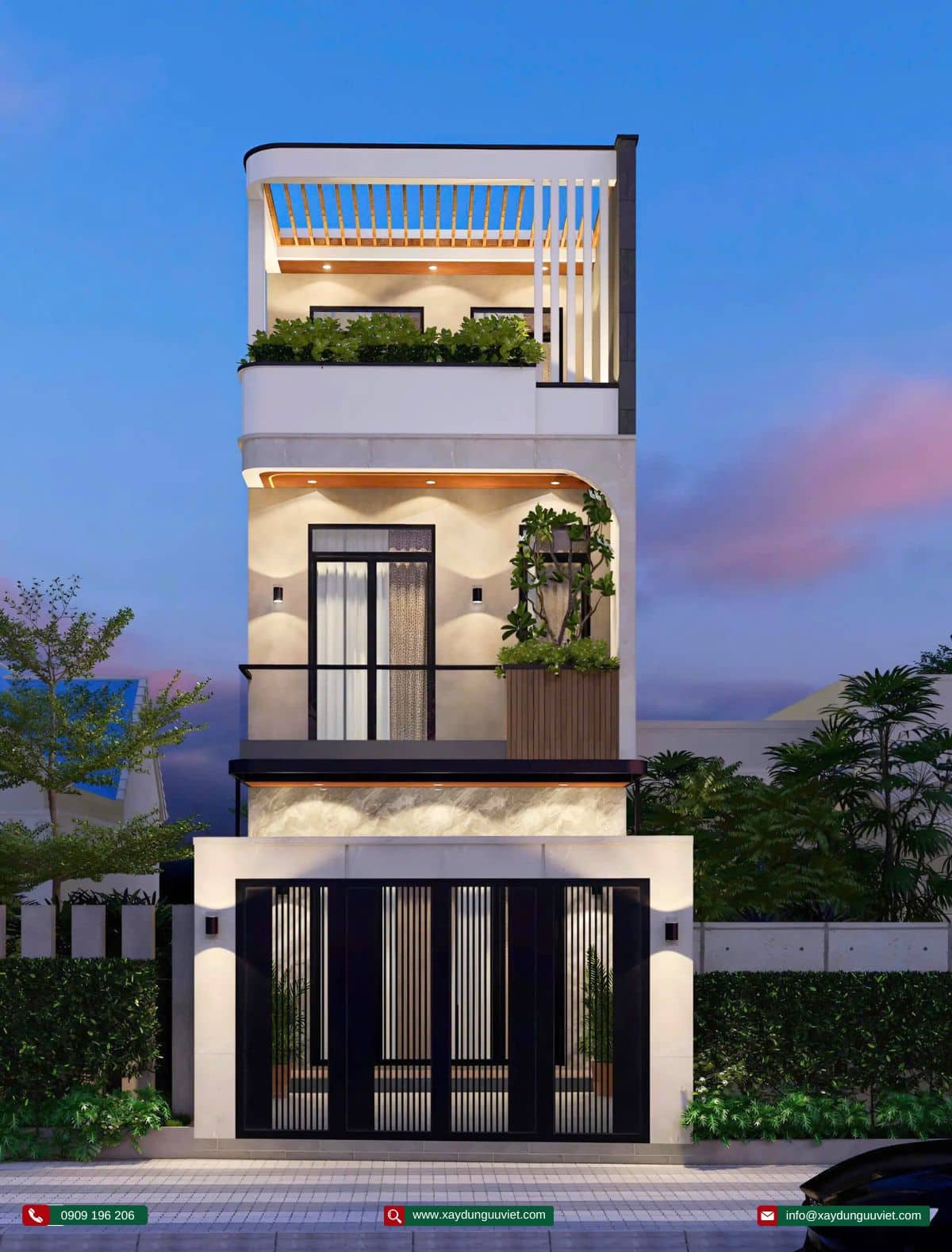 Mẫu nhà phố 1 trệt 2 lầu