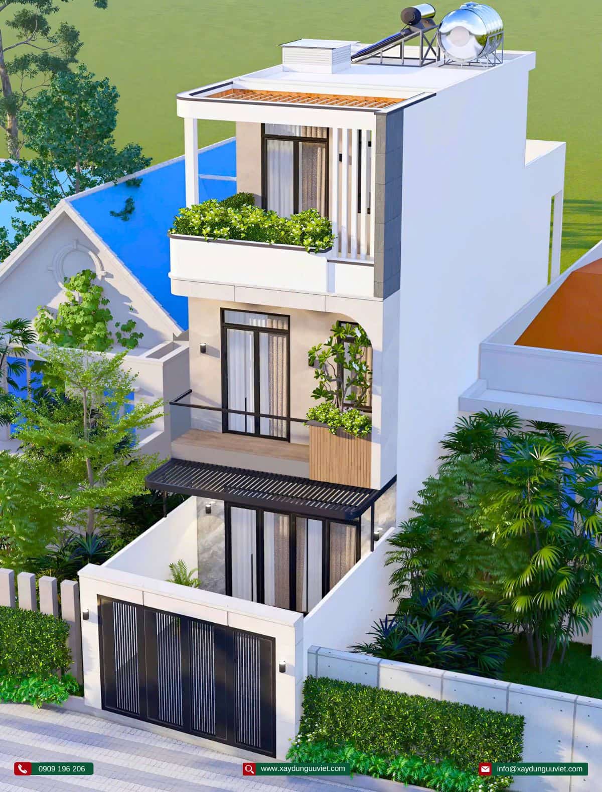 Mẫu nhà phố 1 trệt 2 lầu