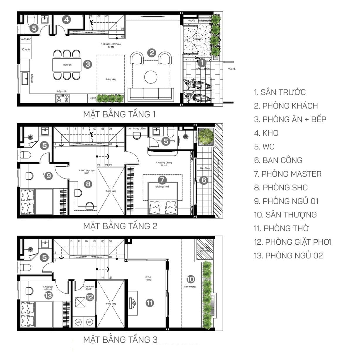 Nhà phố 1 trệt 2 lầu