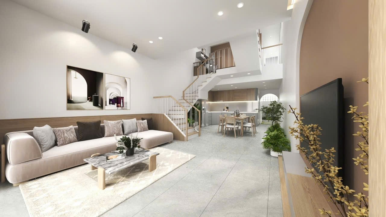 Nhà phố hiện đại 1 trệt 2 lầu