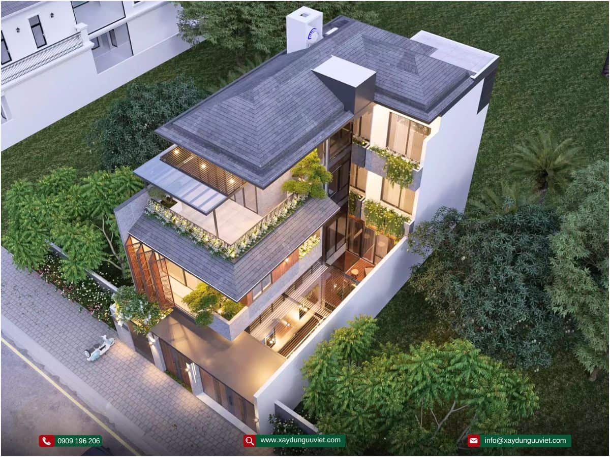 biệt thự hiện đại 1 trệt 2 lầu