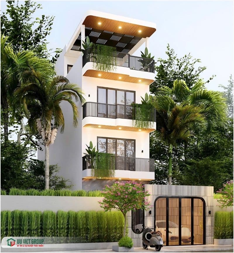 Nhà phố hiện đại 1 trệt 2 lầu tum
