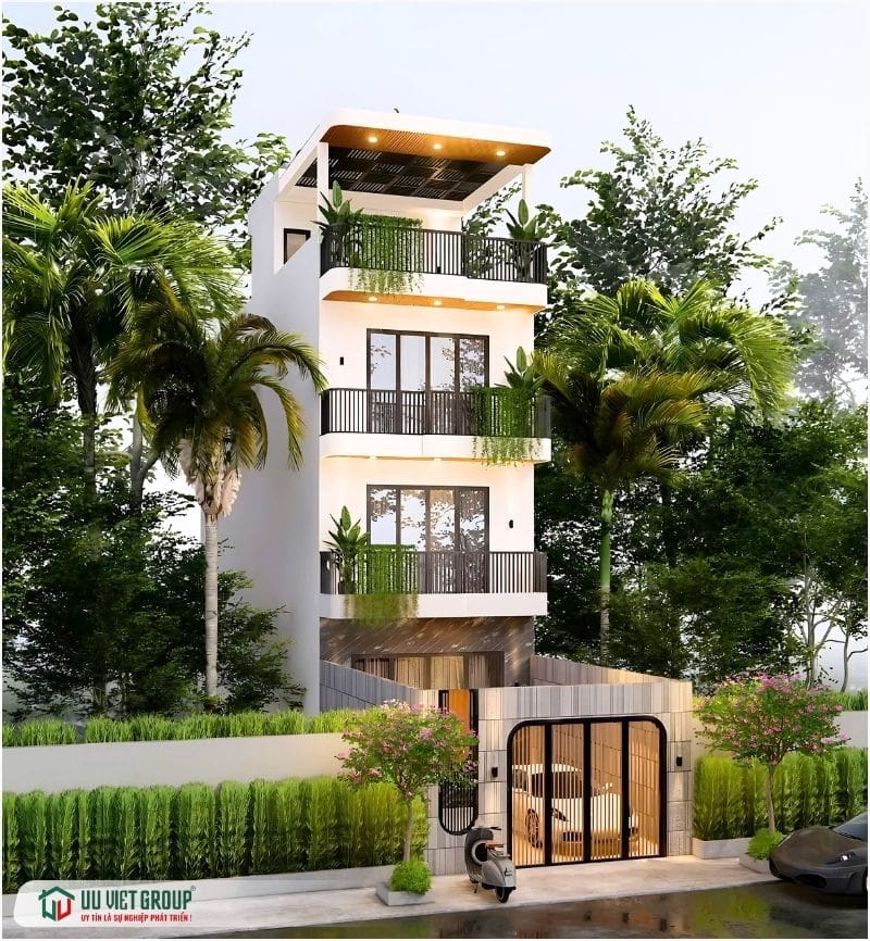 Nhà phố hiện đại 1 trệt 2 lầu tum