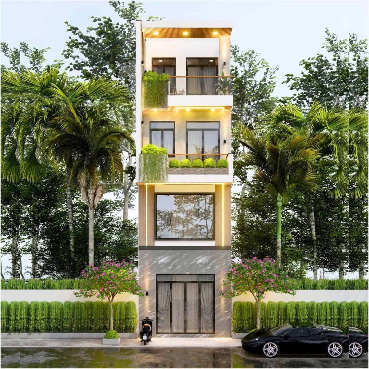 nhà phố 1 trệt 1 lững 2 lầu