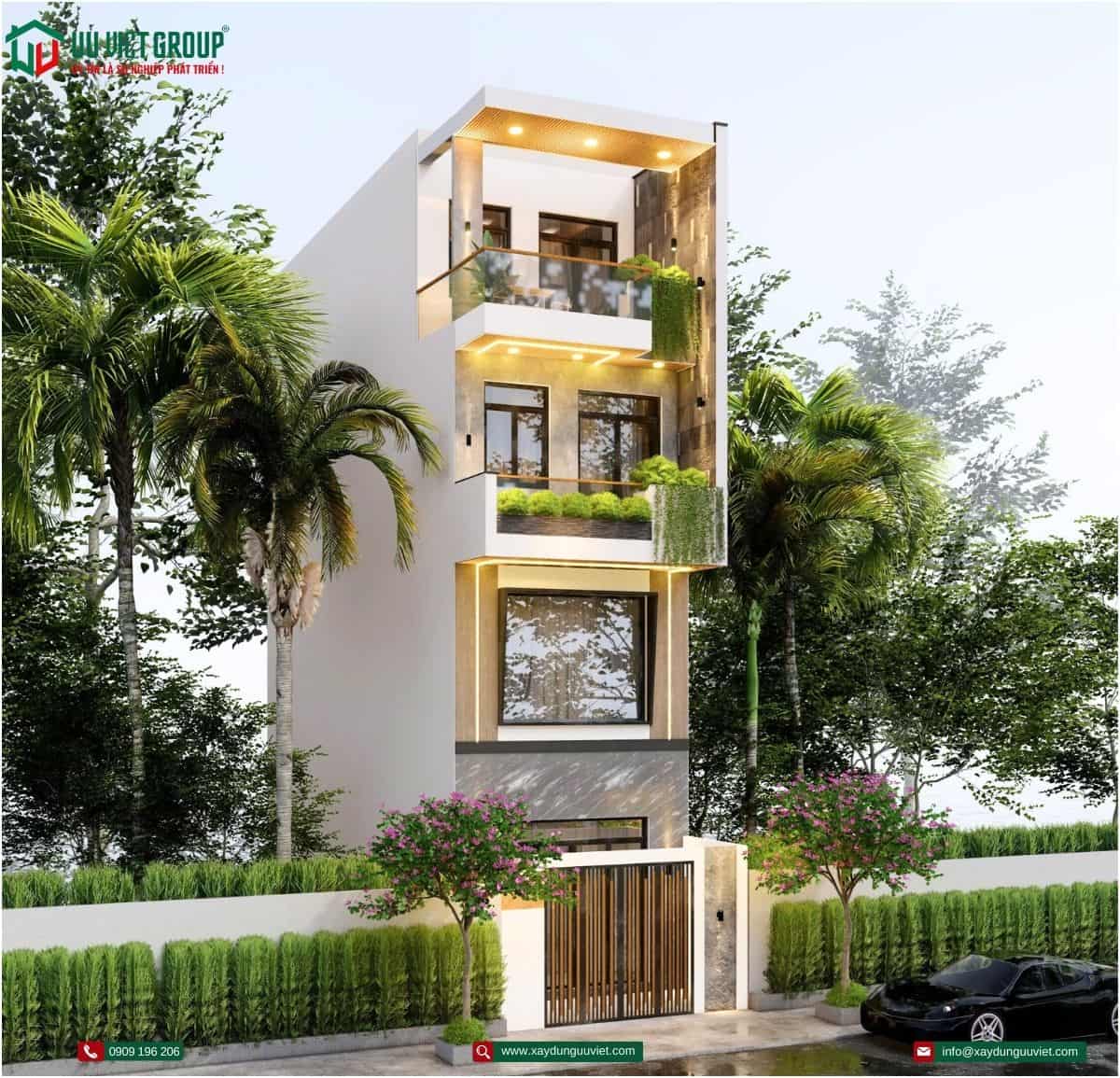 nhà phố 1 trệt lững 2 lầu