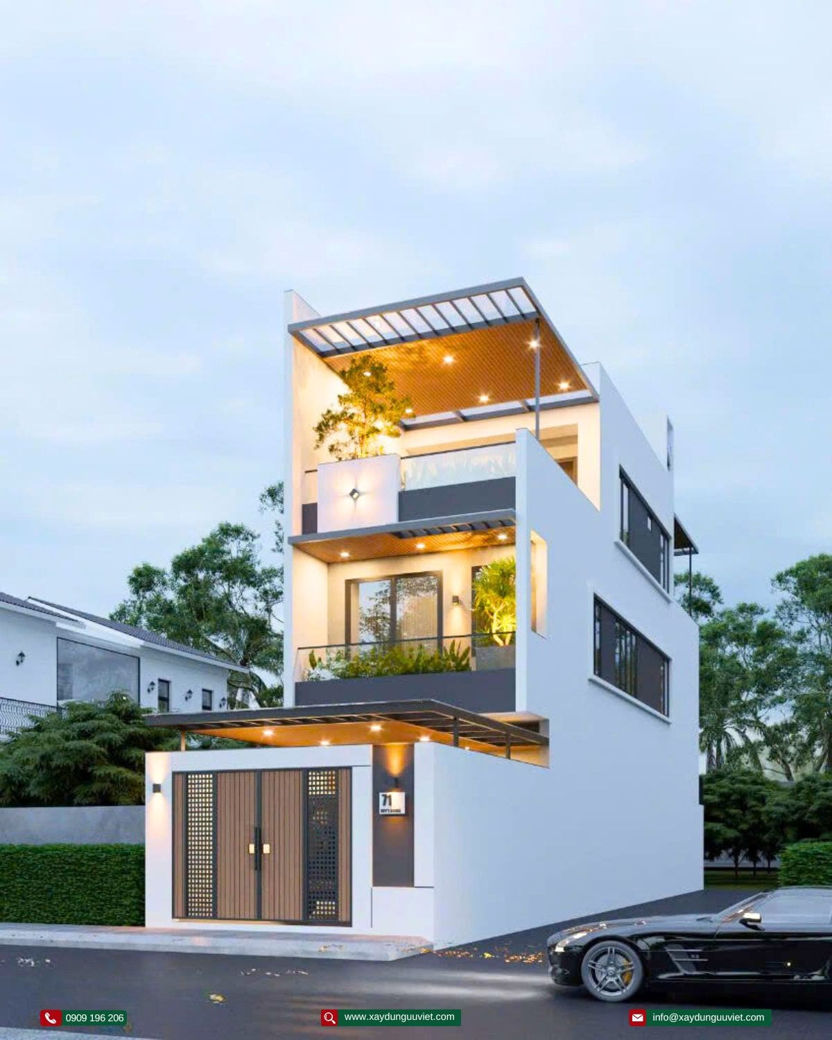Nhà phố 1 trệt 2 lầu
