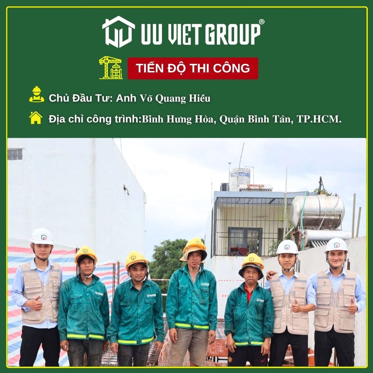 Tiến độ thi công nhà phố tại quận Bình Tân