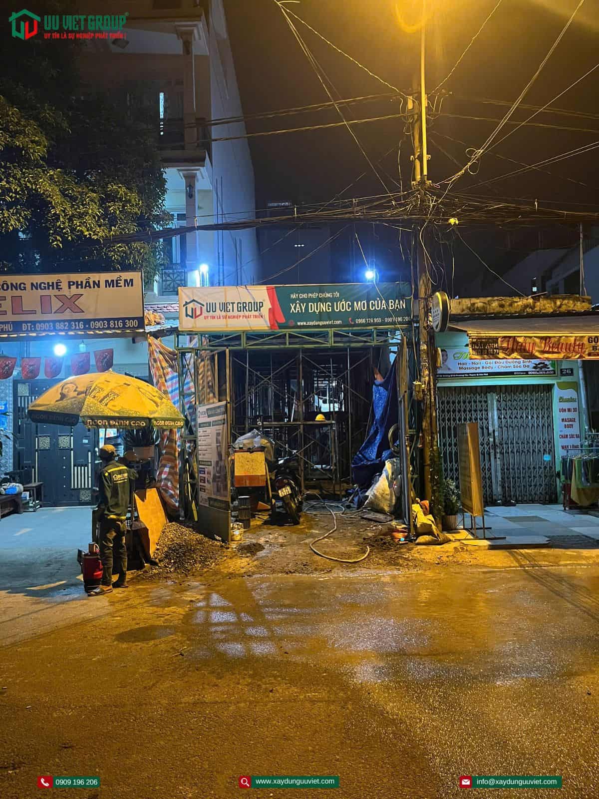 Đổ bê tông nhà sàn phố