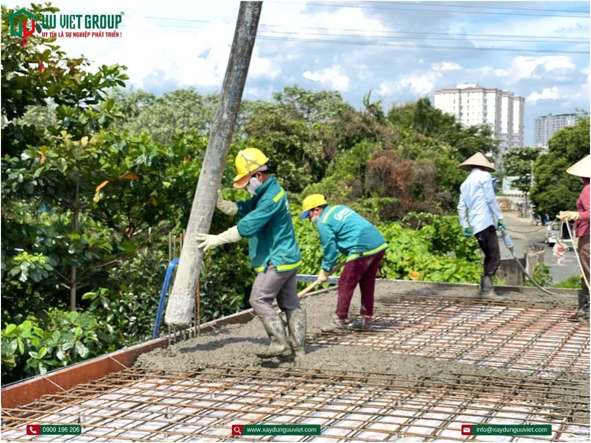 Tiến độ đổ bê tông sàn nhà phố quận 12