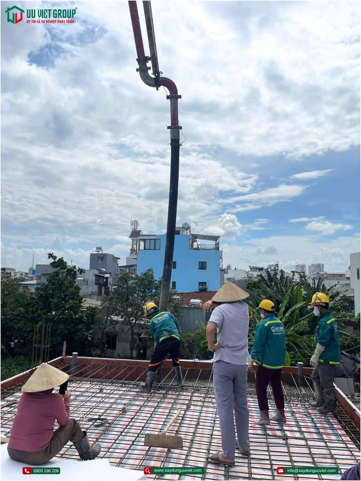 Tiến độ đổ bê tông sàn nhà phố quận 12