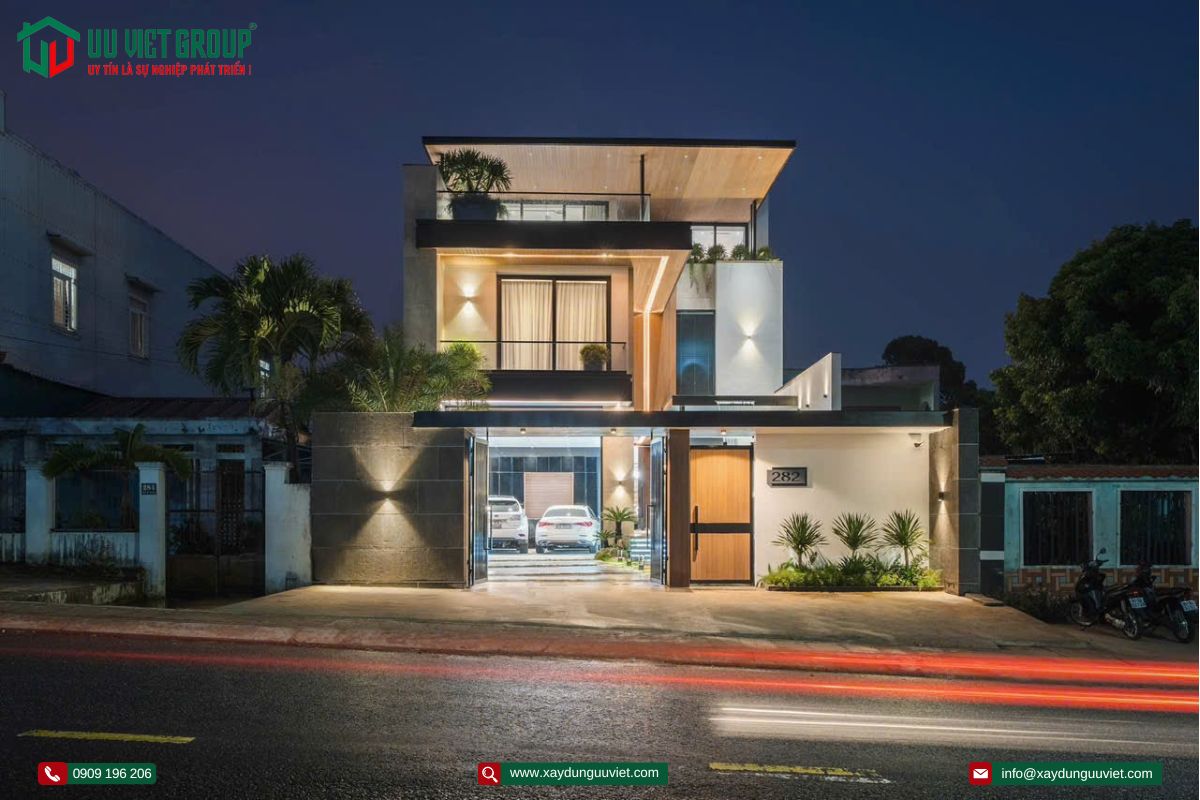 biệt thự 1 trệt 1 lầu hiện đại
