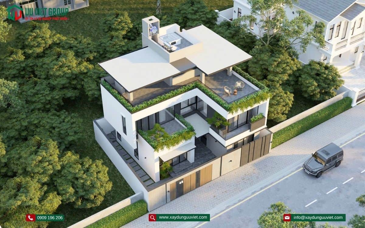 biệt thự hiện đại 1 trệt 1 lầu