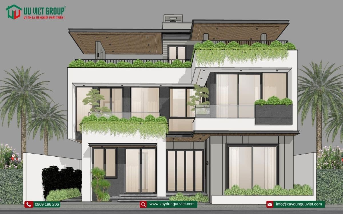 biệt thự hiện đại 1 trệt 1 lầu