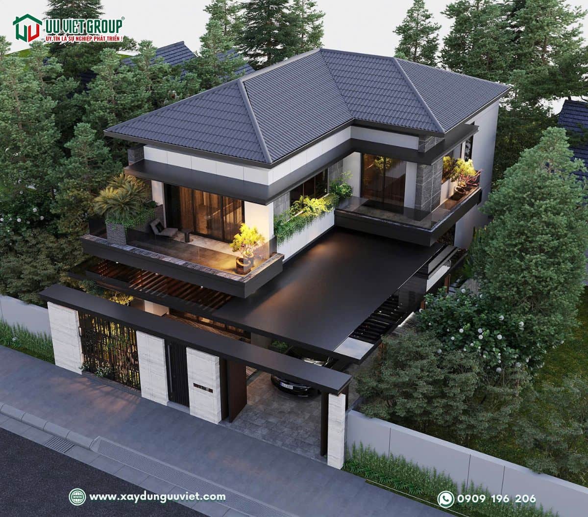 Biệt thự hiện đại mái nhật