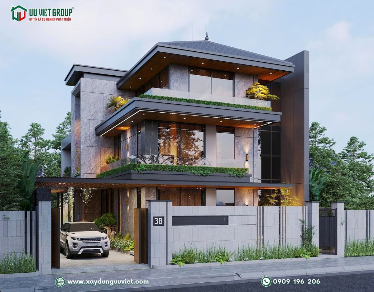 biệt thự hiện đại mái nhật