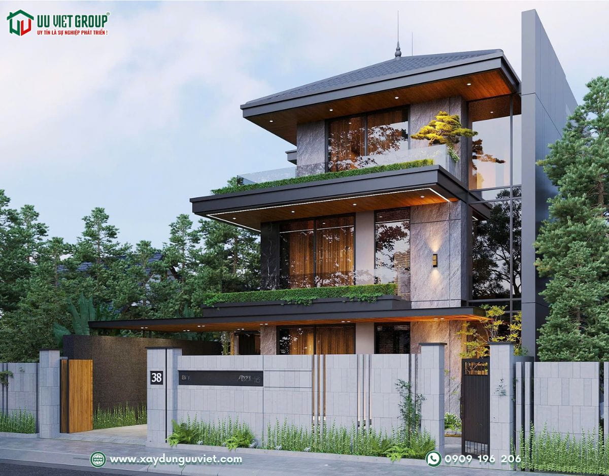 biệt thự hiện đại mái nhật