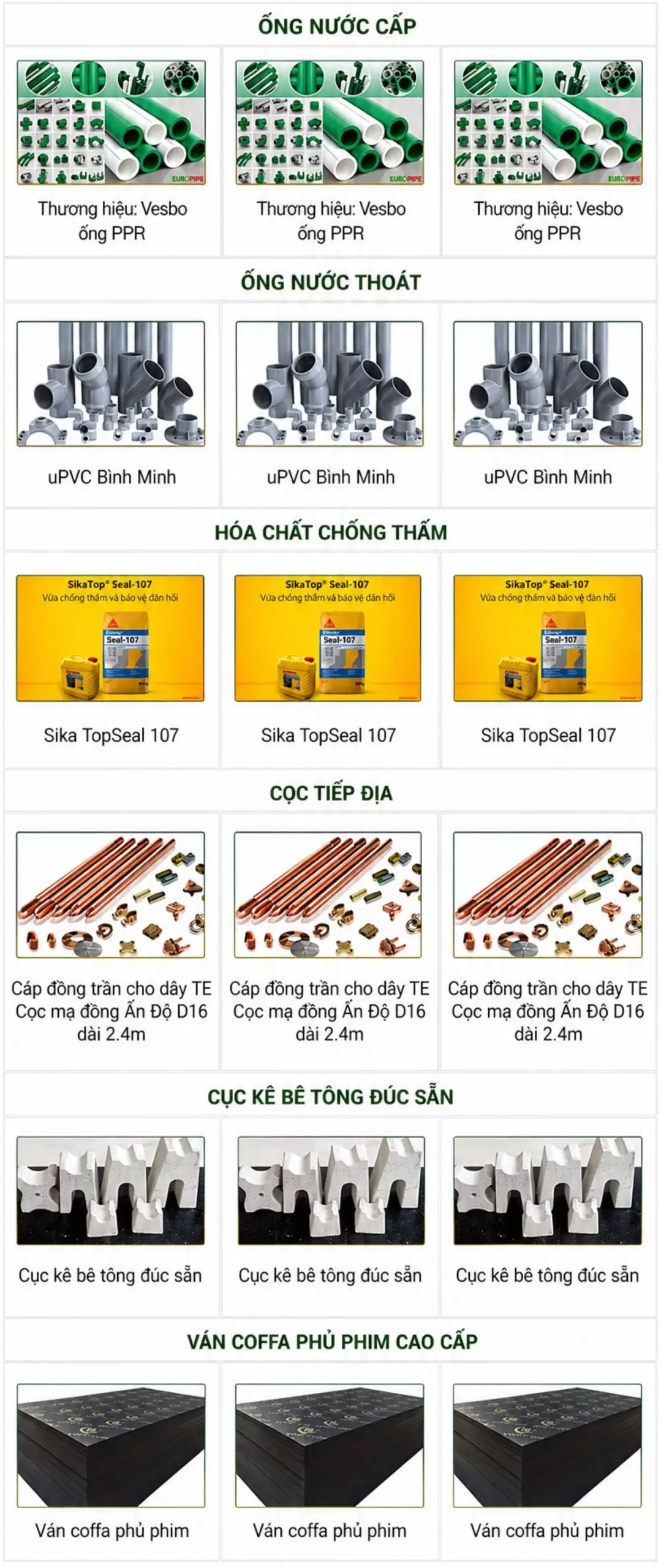 Bảng báo giá xây nhà trọn gói