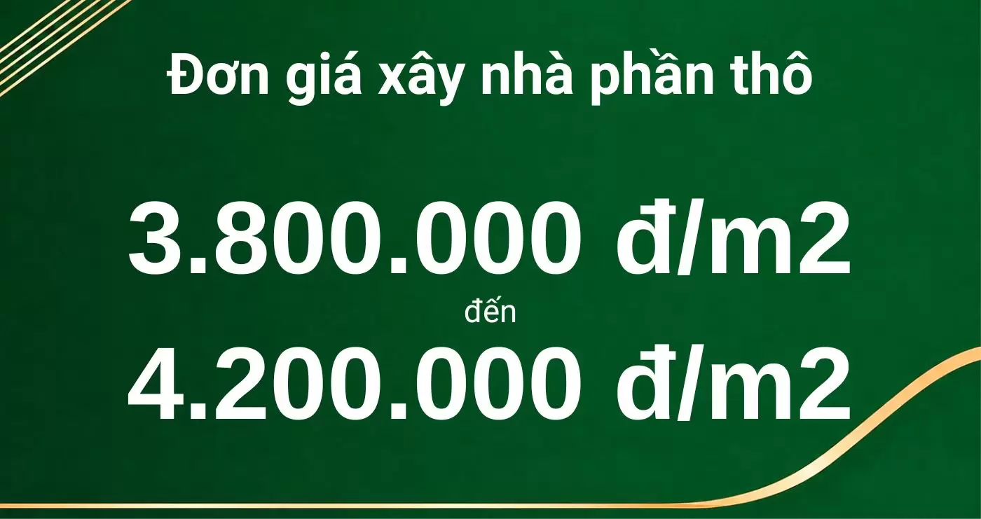 Đơn giá xây nhà phần thô nhà phố, biệt thự
