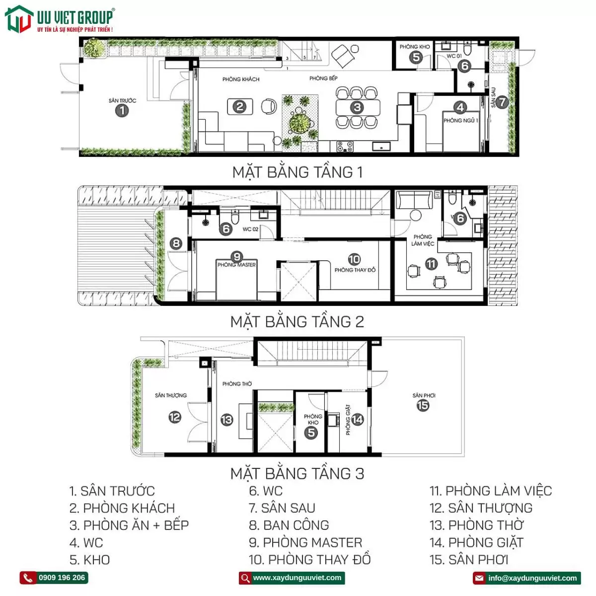 Nhà phố 1 trệt 2 lầu
