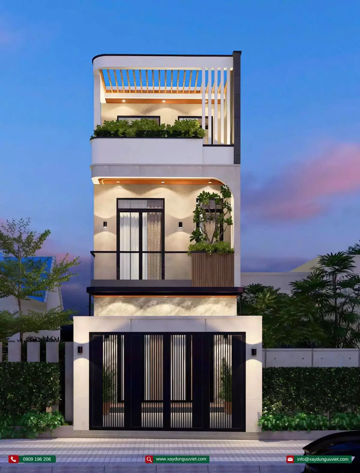 Mẫu nhà phố 1 trệt 2 lầu