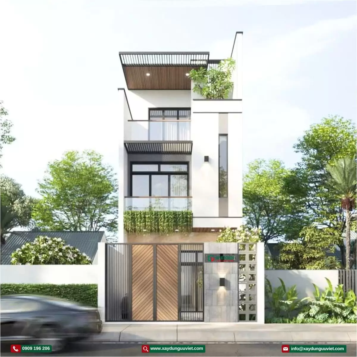 Nhà phố hiện đại 1 trệt 2 lầu