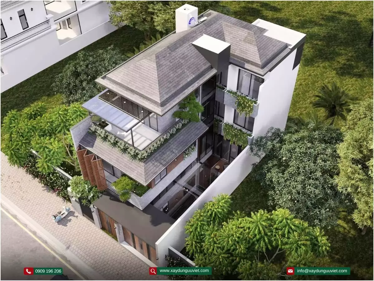 biệt thự hiện đại 1 trệt 2 lầu