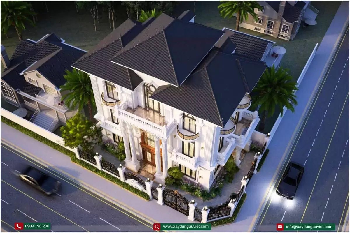 mẫu nhà biệt thự tân cổ điển 3 tầng 1 tum