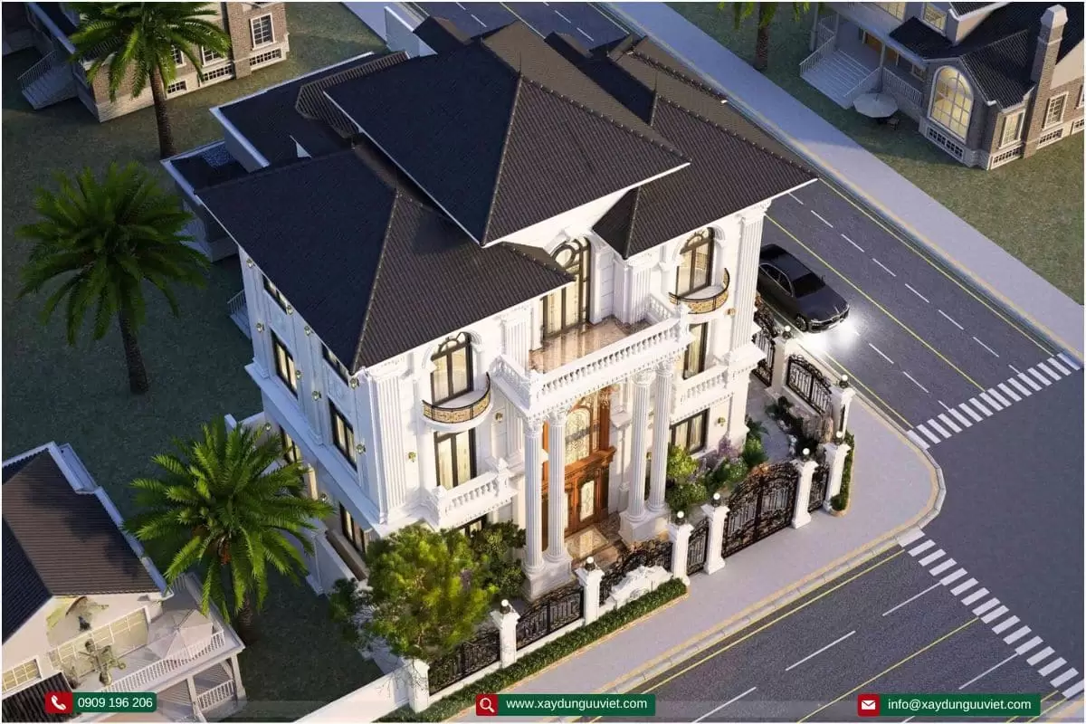 mẫu nhà biệt thự tân cổ điển 3 tầng 1 tum
