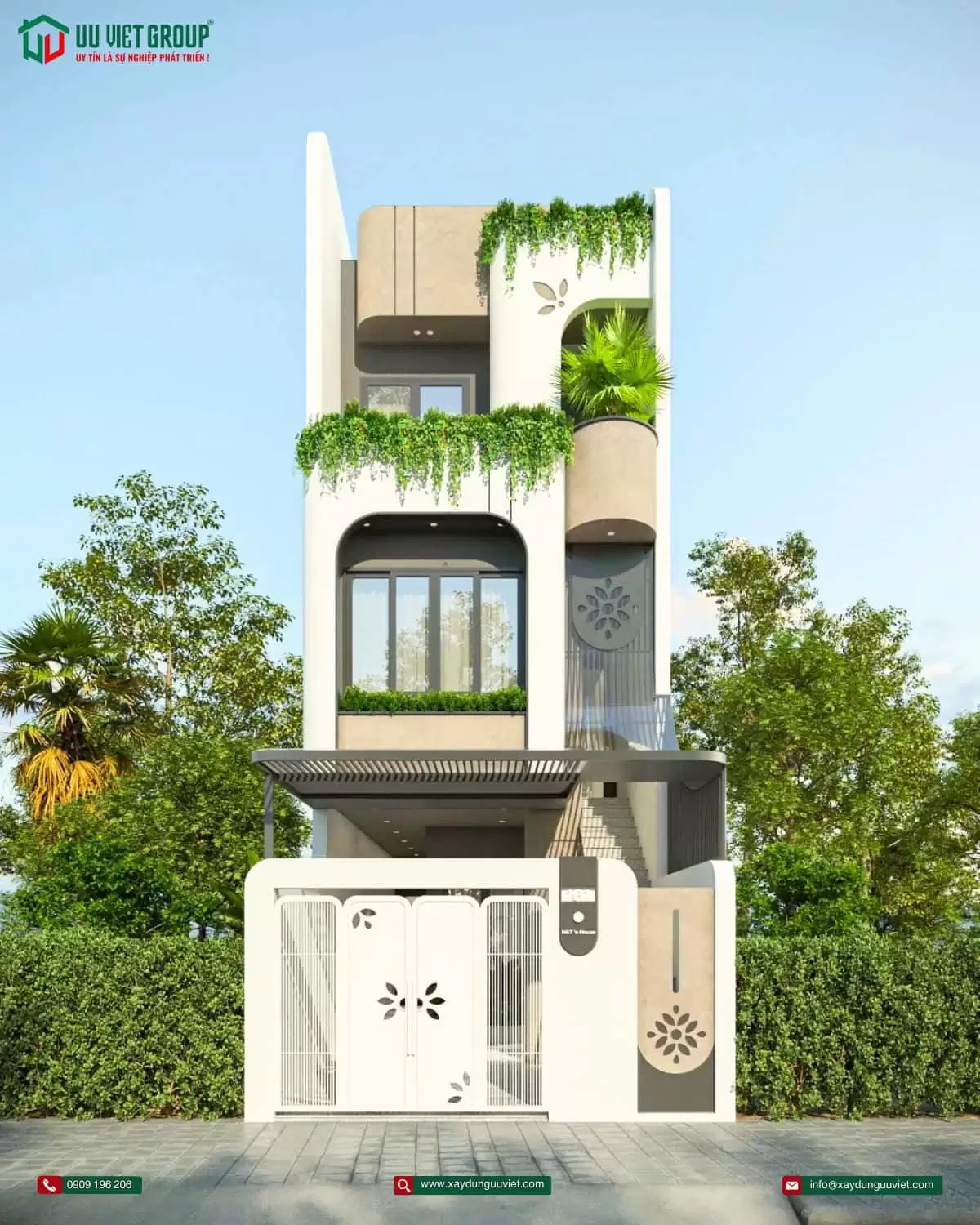 Nhà phố hiện đại 1 trệt 2 lầu