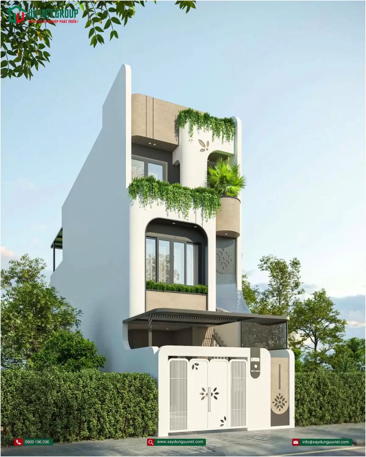 Nhà phố hiện đại 1 trệt 2 lầu