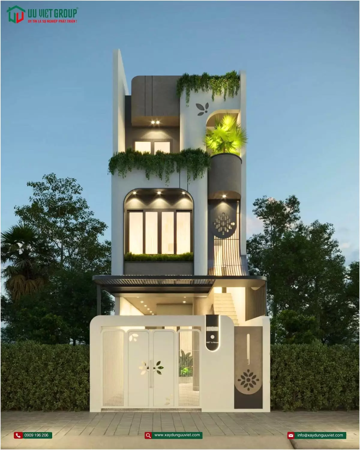 Nhà phố hiện đại 1 trệt 2 lầu