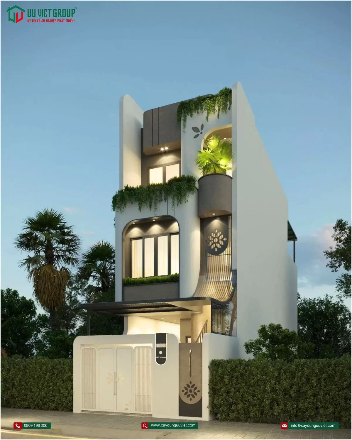 Nhà phố hiện đại 1 trệt 2 lầu