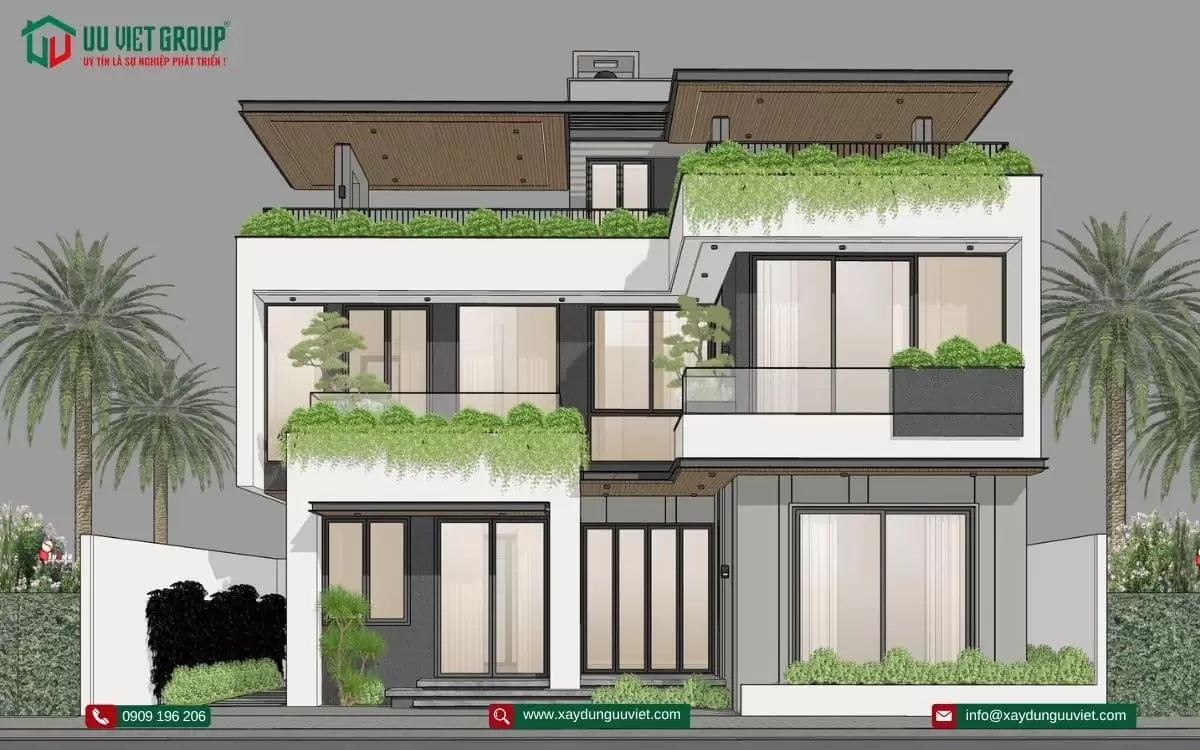 biệt thự hiện đại 1 trệt 1 lầu