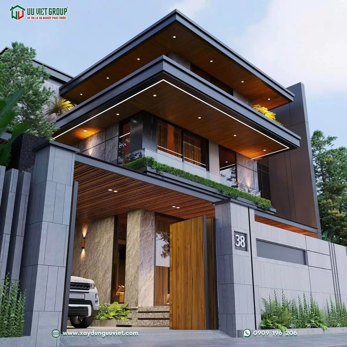 biệt thự hiện đại mái nhật