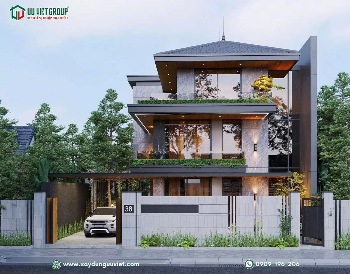 biệt thự hiện đại mái nhật