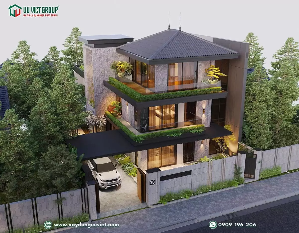 biệt thự hiện đại mái nhật